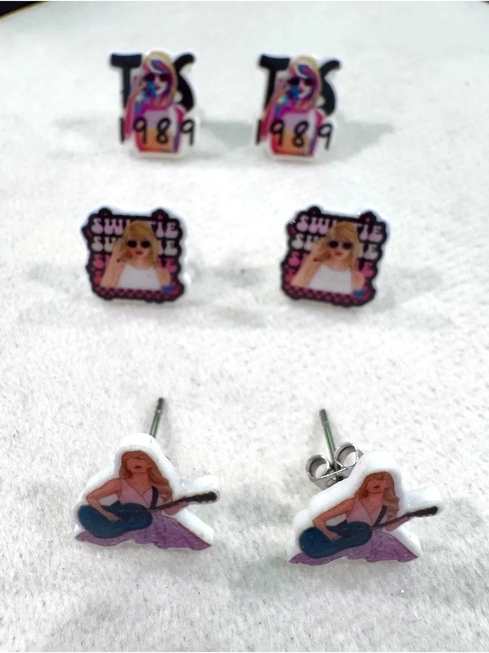 Taylor-Inspired Kids Stud Earrings Set - White & Multicolor